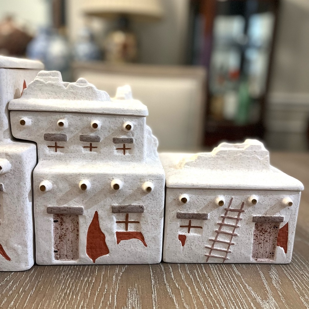 Southwestern Adobe village houses canister set/cookie jar Native American Pueblo - Picture 7 of 9